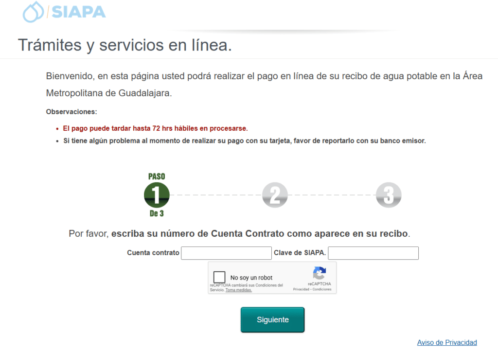 Cómo pagar SIAPA en línea