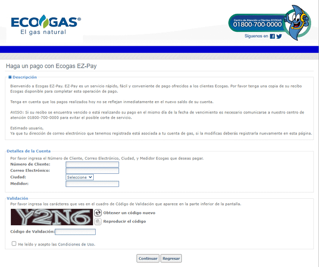 Hacer pago ECOGAS