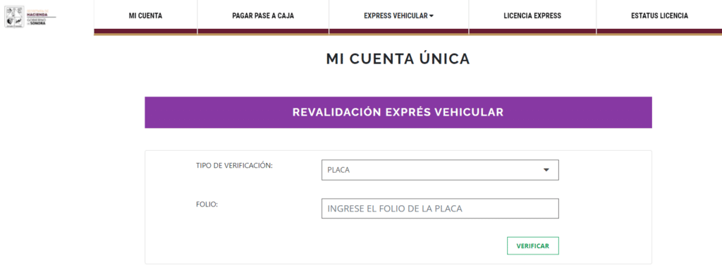 Consulta adeudo vehicular Sonora