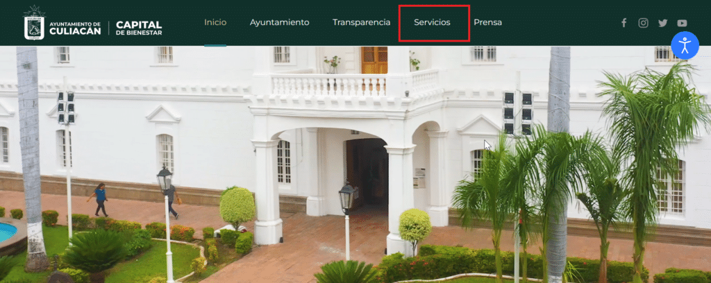 Portal principal del gobierno de Culiacán- Servicios.